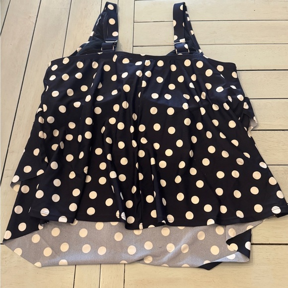 EVANS | Nautical dot V-neck tankini top Navy white | Sz Plus 20 NWT - Picture 3 of 8